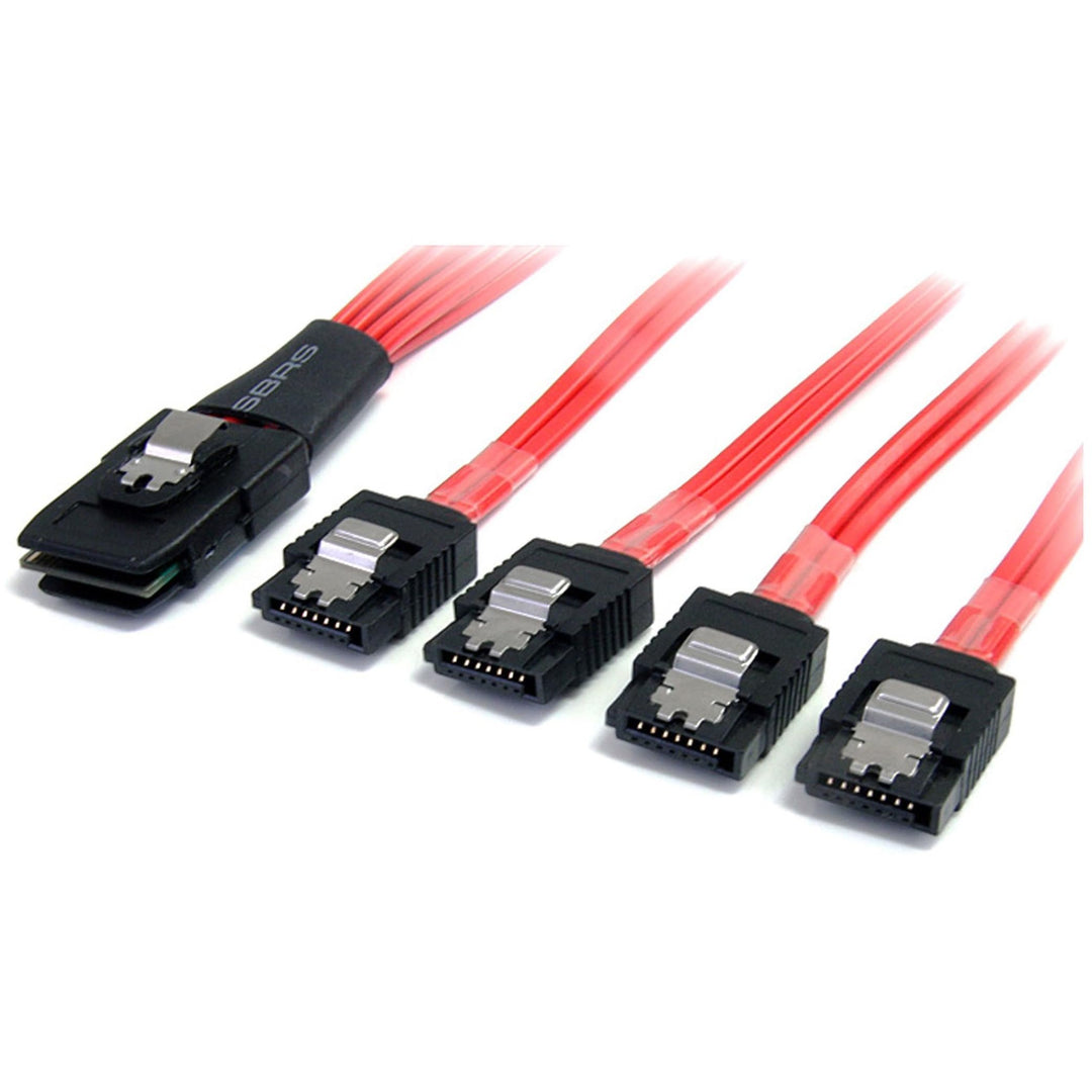 StarTech.com Serial ATA SCSI SAS Kabel 50cm - SFF-8087 auf 4x SATA mit Lasche - Mini SAS auf SATA Ka