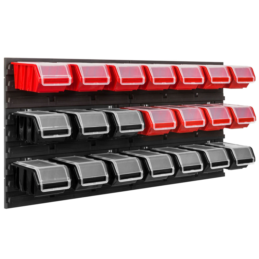 Lagersystem Werkstattregal | 78 x 39 cm | 21 stck. Box | Wandregal mit Stapelboxen - Wandplatten Ext