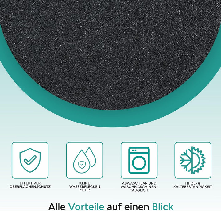 wortek Filzuntersetzer rund - 10er Set Untersetzer Gläser inkl. Box - Design Glasuntersetzer Filz in