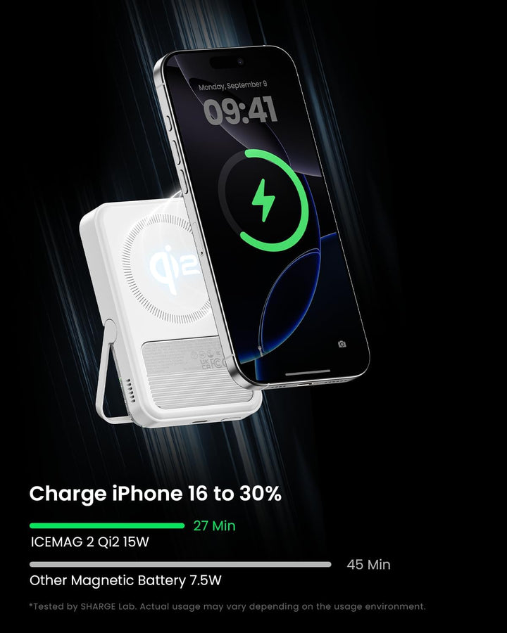 sharge ICEMAG 2 MagSafe Powerbank 10000mAh, Qi2 15W Magnetisches Tragbares Ladegerät mit Aktiver Küh