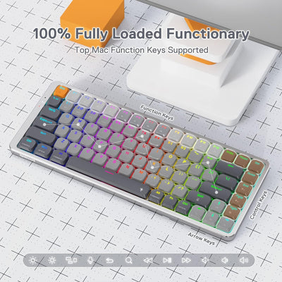 Redragon K652 75% RGB Mechanische Tastatur, Bluetooth/2,4ghz/kabelgebundener Tri-modus 84 Tasten Gam