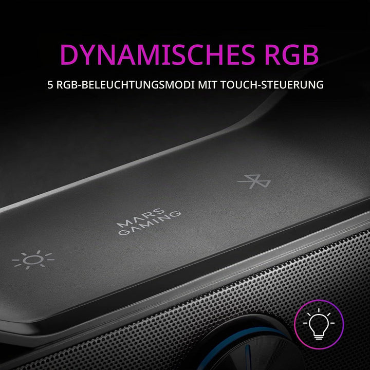 Mars Gaming MSBX Schwarz, RGB Soundbar, Bluethooth 5.0+Jack 3.5, DSP Sound 10W, MSBX