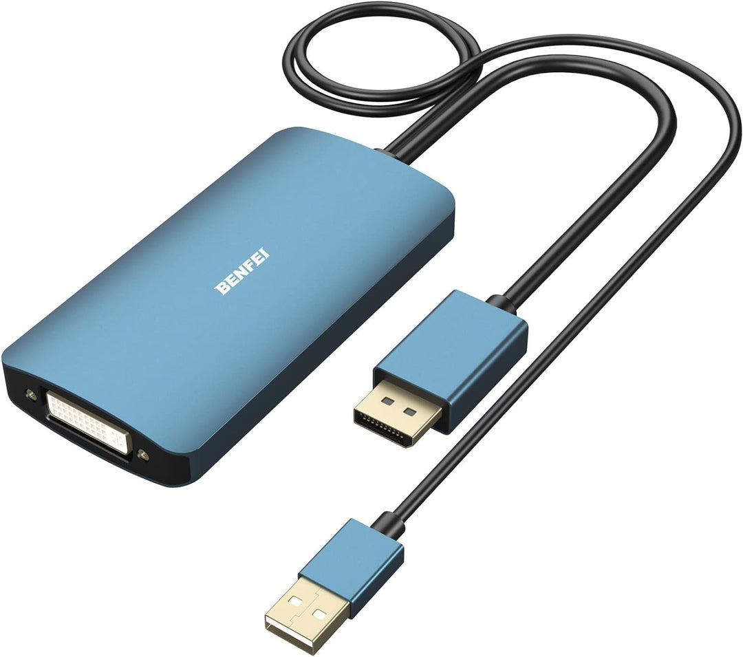 BENFEI DisplayPort auf DVI DVI-D Dual Link Adapter unterstützt 2K@60Hz, 1080P@60Hz 1 Blau, 1 Blau