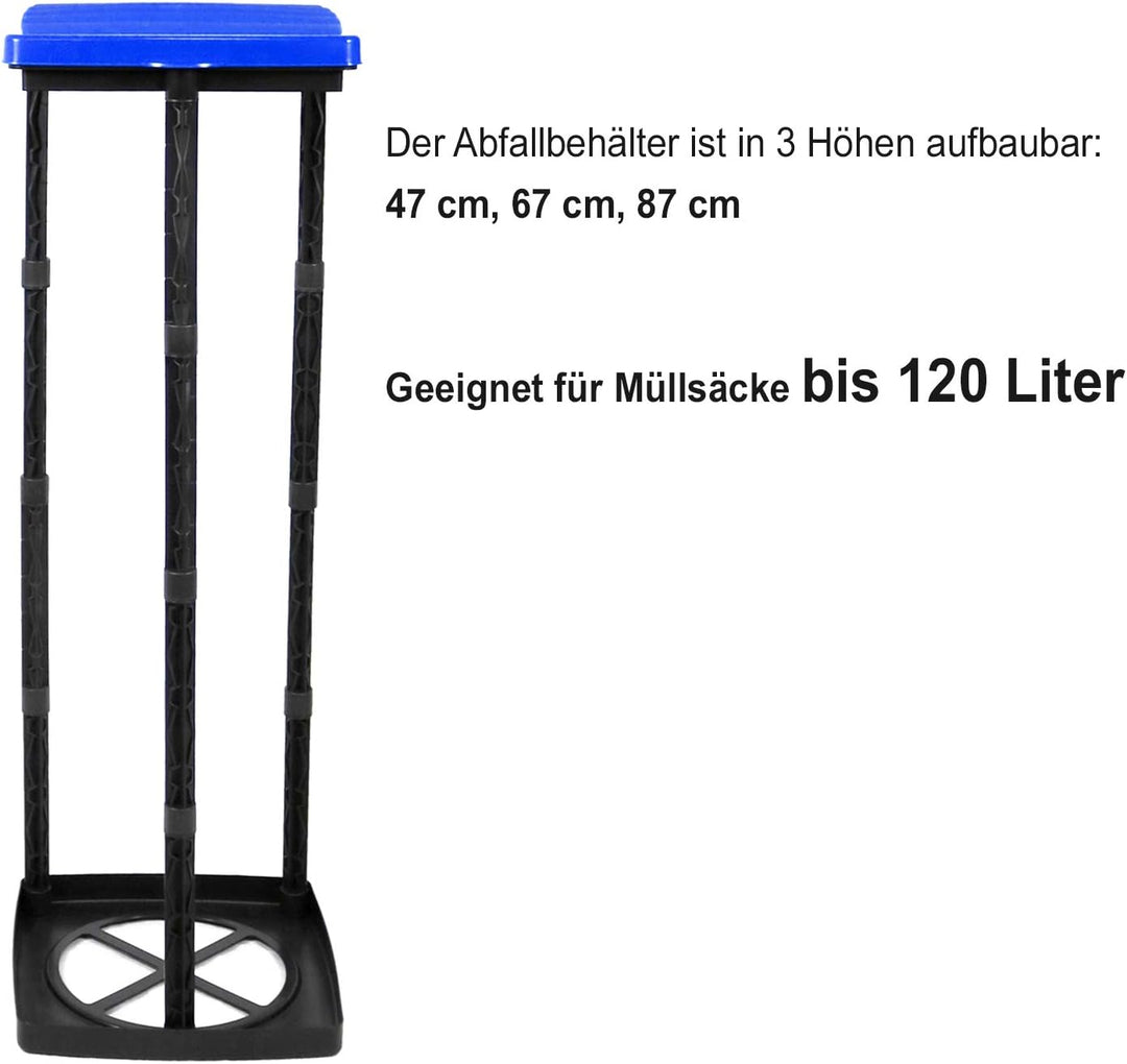 com-four® Müllsackständer mit Deckel - in 3 möglichen Höhen aufbaubar - optimal für Heim, Garten, We