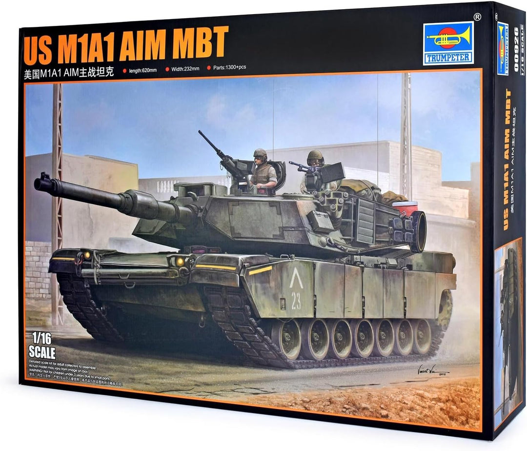 Trumpeter 000926 Metallic Heat Transfer - Silber 1/16 M1A1 AIM MBT, Schwarz