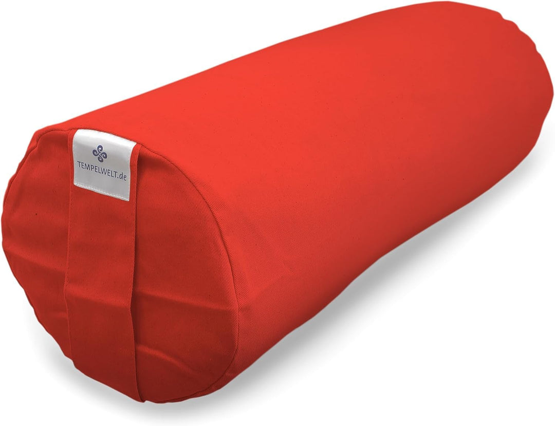 Bezug 2-teilig für Yogakissen Yogarolle 63 x 20 cm, Kissenhülle aus Baumwolle Leinen kräftiges orang