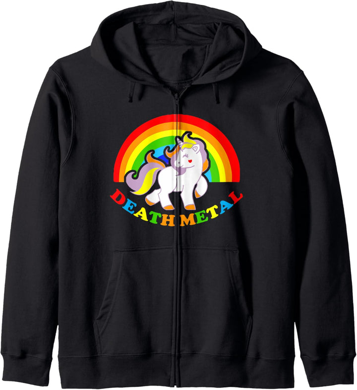 Heavy Rock and Roll Regenbogen Rocker Band Einhorn Shirt Kapuzenjacke