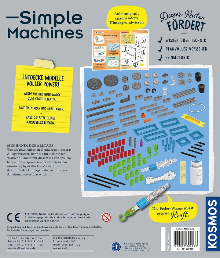 KOSMOS 620868 Simple Machines, Mechanik-Bausatz für 24 Modelle wie Flaschenzug und Kran, inklusive F