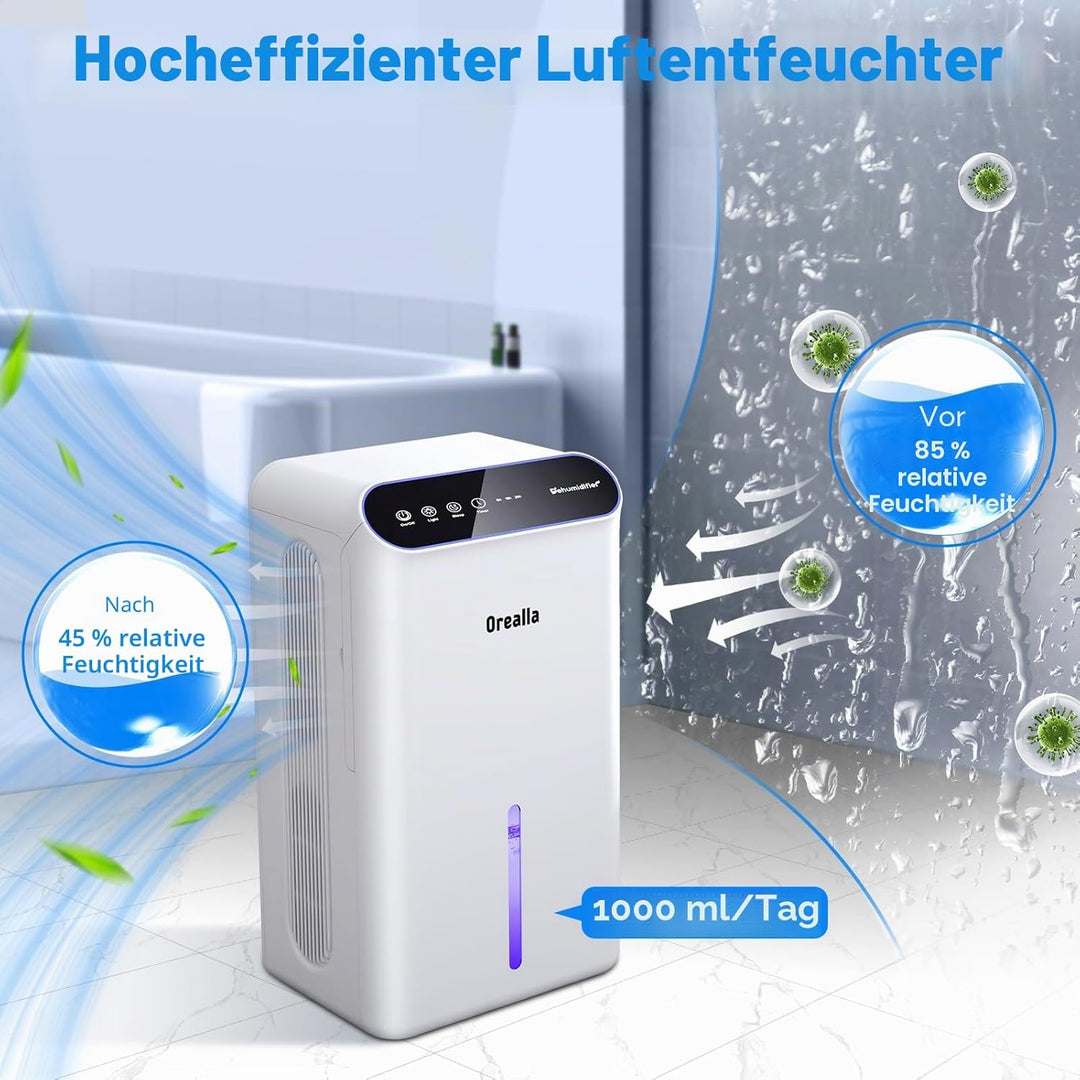 Luftentfeuchter Elektrisch Luft Entfeuchter - Raumentfeuchter mit 30dB Schlafmodus 2.5L Tank Automat