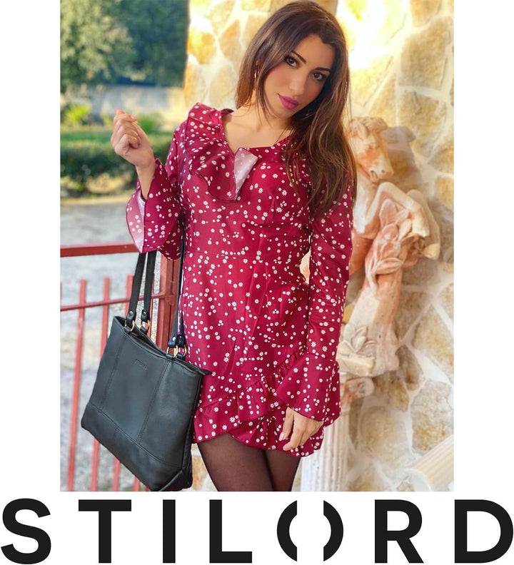 STILORD 'Delilah' Leder Shopper Damen Handtasche Umhängetasche Hobo Bag Retro Schultertasche Lederta