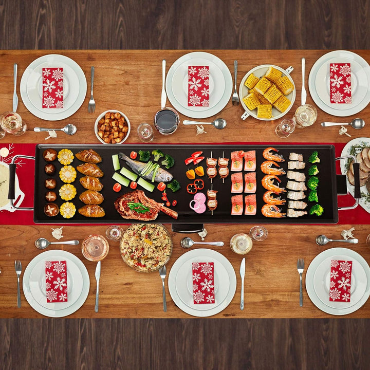 GOPLUS Elektrogrill 1800W, Teppanyaki Grillplatte mit Antihaftebeschichtung, Tischgrill inkl. Einste