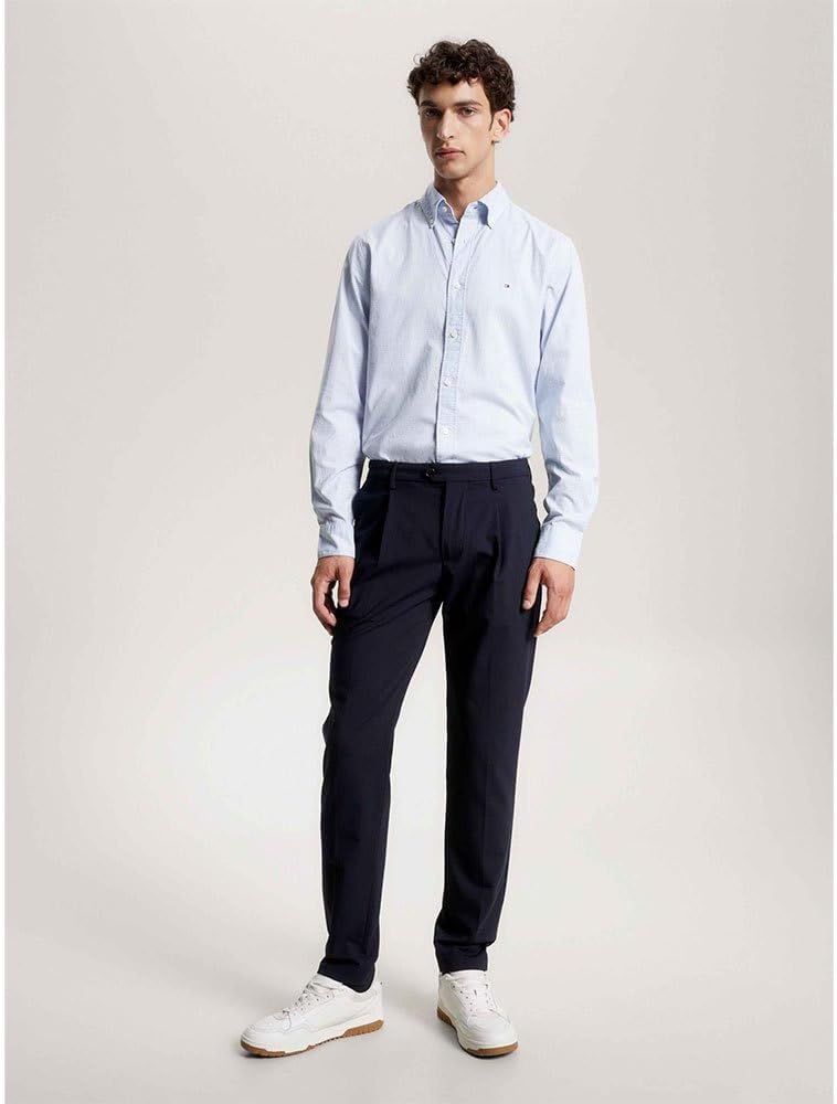 Tommy Hilfiger Herren Hemd Langarm XXL Blau (Calm Blue / Optic White), XXL Blau (Calm Blue / Optic W