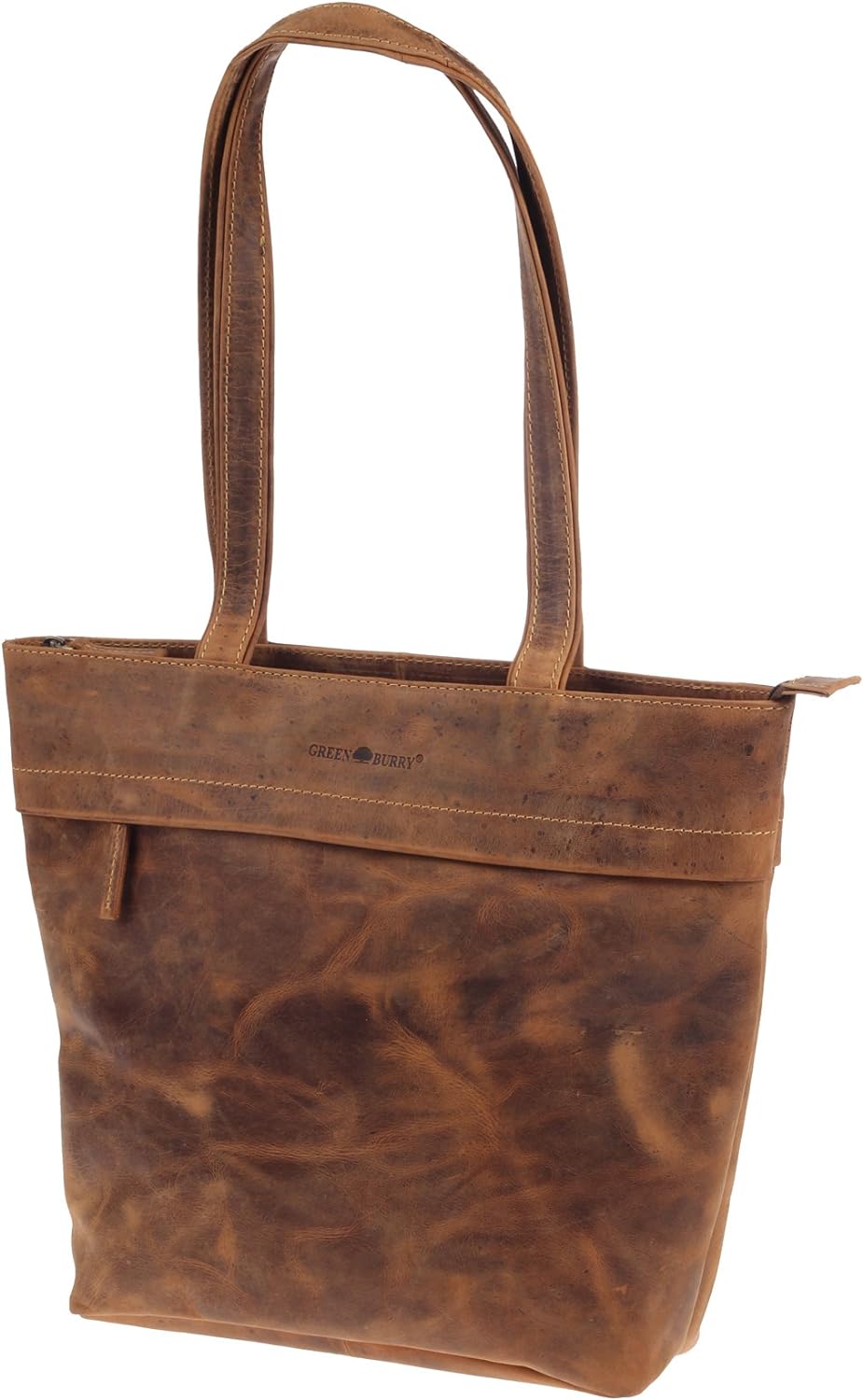 Greenburry Vintage Umhängetasche Leder Handtasche Braun 30x8x34cm