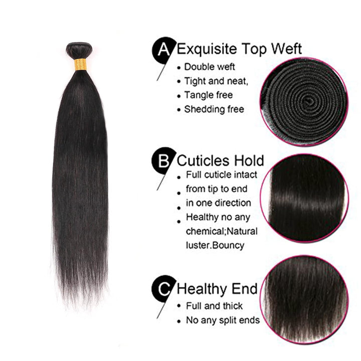 Straight Bundles Human Hair extension 100% Unprocessed Brazilian Virgin Human Hair Bundles Double We