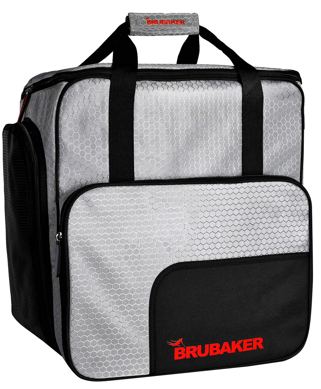 BRUBAKER SuperTec Skischuhtasche Helmtasche Rucksack mit Schuhfach - Silber Rot