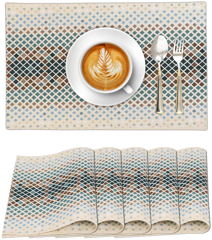 Ruvanti Tischsets für den Esstisch 100% Baumwolle 33x48 cm Tischsets Set mit 6 Stück verblasste gewe