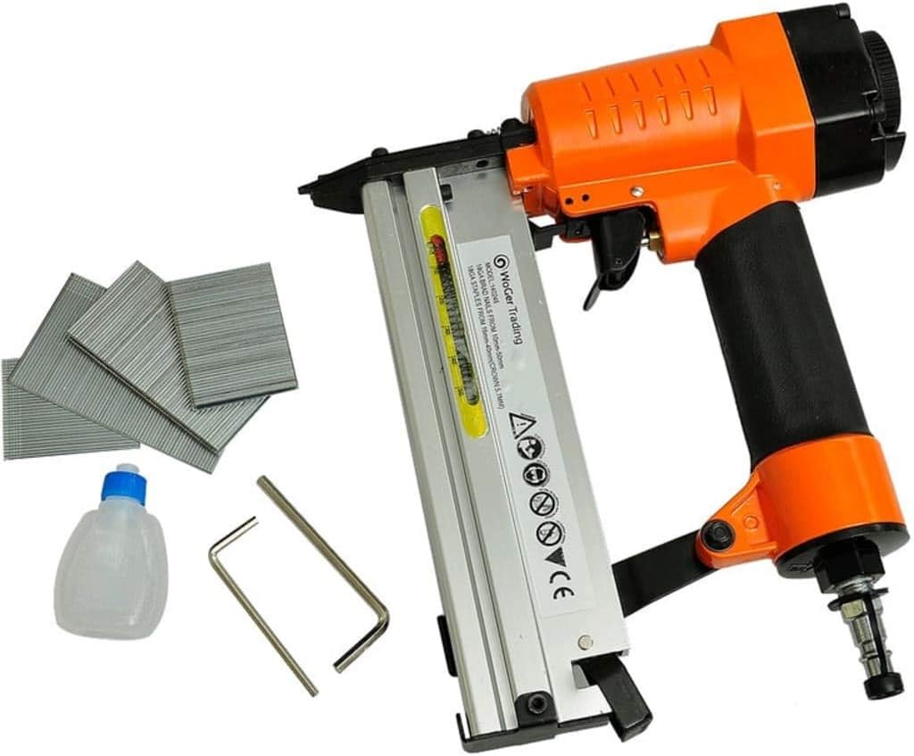 Druckluft 2-in-1 Nagler und Tacker Aluminium Gehäuse, 60 x 235 x 255 mm, für 10-50 mm Nägel und 16-4