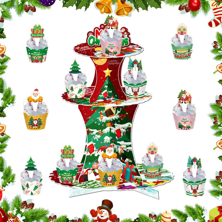 Weihnachts-Party-Papier-Kuchenständer, dekorativer Tisch-Weihnachtsbaum-Kuchenständer, Dessertstände