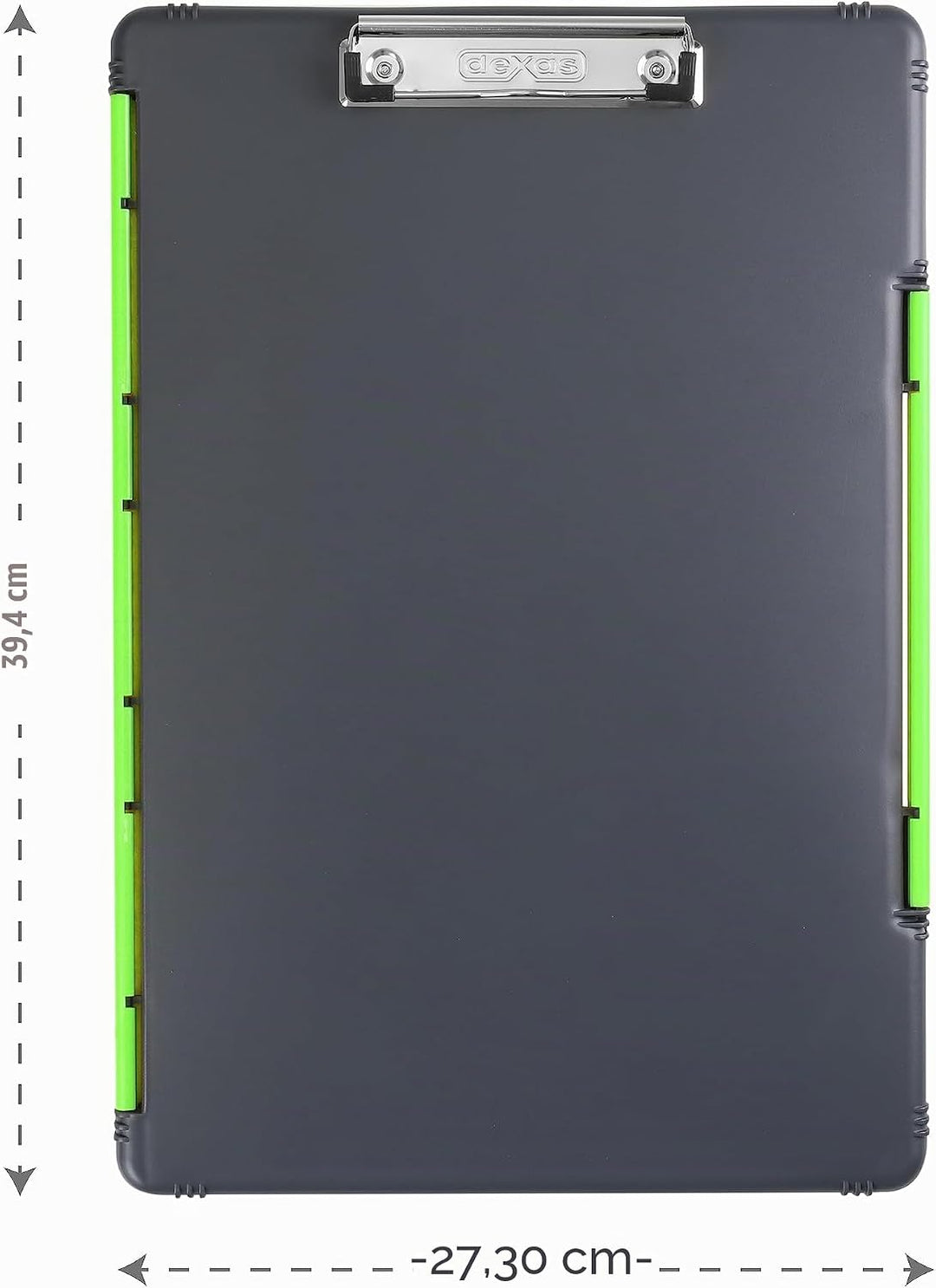 Dexas XL Slimcase 2 Klemmbrett zur Aufbewahrung, legale Grösse, Kunststoff, Grau mit grünem Clip, 15