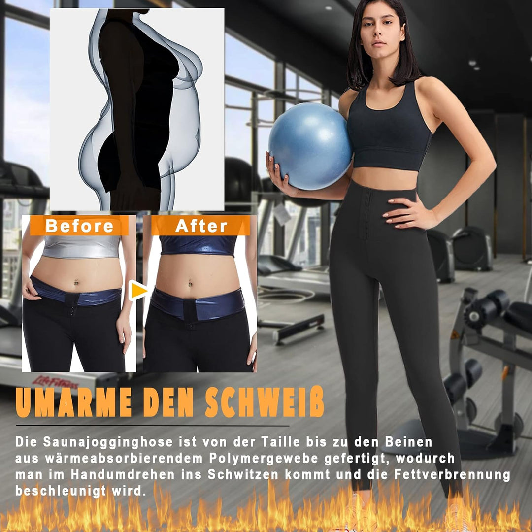 Merlvida Shape Leggings Damen High Waist Sauna Jogginghose Abnehmen Sporthose Bauchkontrolle Body Sh