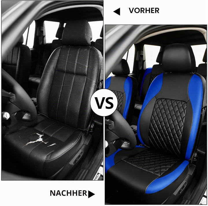 9 Stück Leder Autositzbezüge Sets,Wasserdichtes Sitzbezüge Auto Komplettset,Wasserdicht Vordersitze