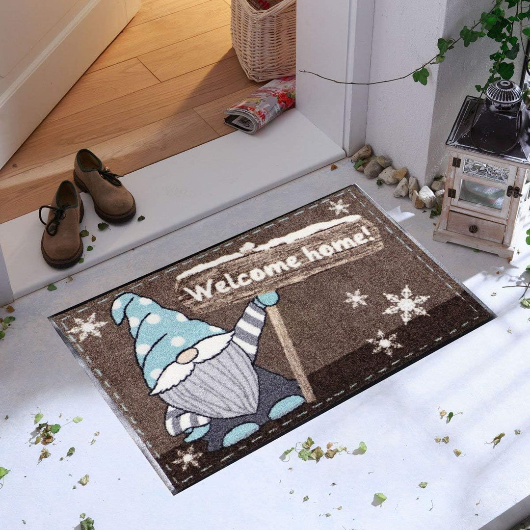 Salonloewe Fussmatte Weihnachten Wichtel Knud Welcome Home Schmutzfangmatte waschbar rutschfeste Fus