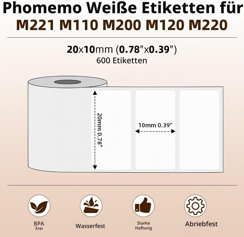 Phomemo M110 Runde Transparente Selbstklebende Etiketten für Phomemo M110/M220/M221/M200/M120/M100/M