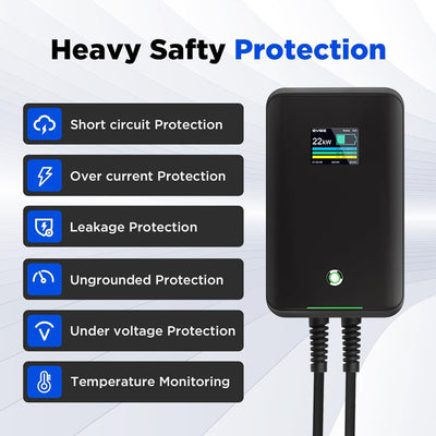astoneves 22kW EV Ladestation Wallbox, 32A 3 Phase Elektroauto Ladestation mit 6,1m Typ 2 Ladekabel