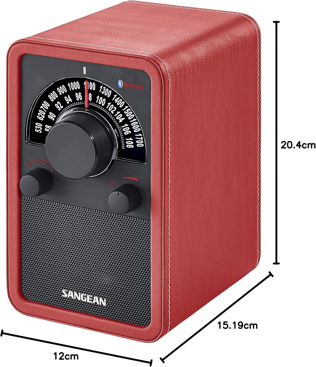 Sangean WR-15BT Retro bluetooth Radio mit AM und FM - Rot/Schwarz