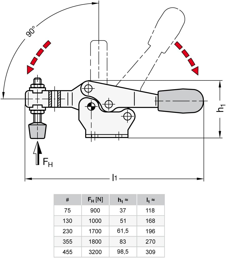 Ganter Normelemente | Horizontalspanner mit waagerechtem Fuss - GN 820-230-MC | Stahl | verzinkt, bl