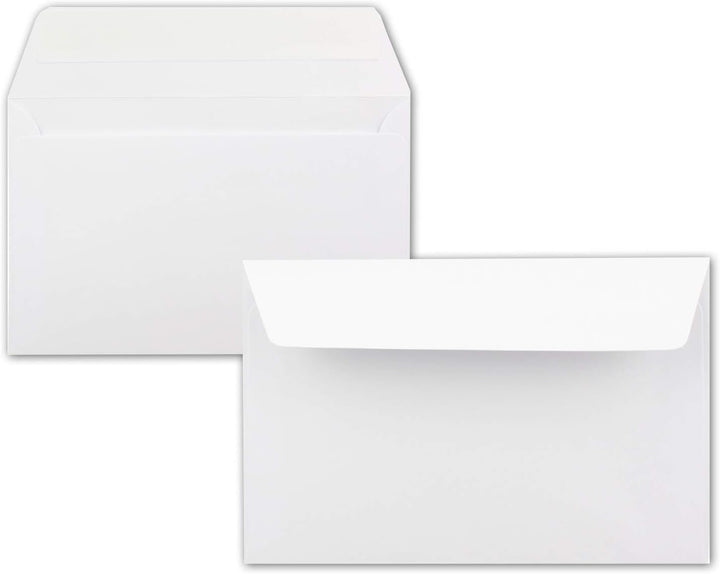 50x Kartenpaket DIN B6 Faltkarten Hochweiss/Kristallweiss - 11,5 x 17 cm - Umschlägen Weiss - Haftkl