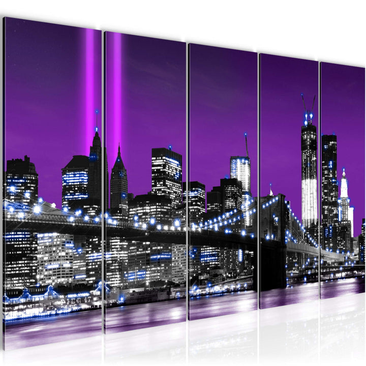 Runa Art Bild New York City Wandbilder auf Vlies Leinwand 5 Teilig Wanddekoration Wohnzimmer Büro 00