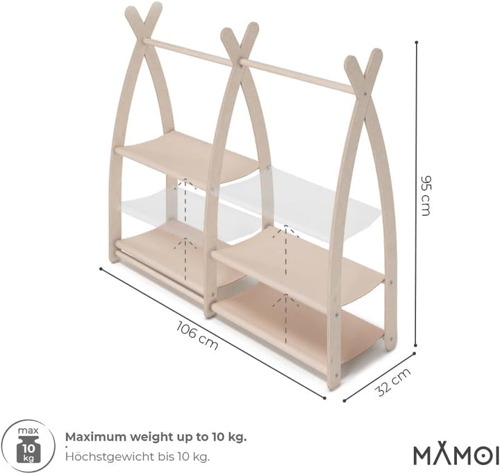 MAMOI® Kleiderstange Baby Kinderzimmer | Kinderkleiderstange 106x95x32cm / 53x95x32cm | Kinder Kleid
