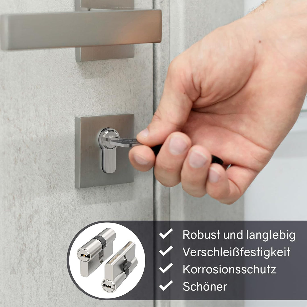 MANICAF 2 Stück Schliesszylinder 30/30 Zylinderschloss mit 10 Schlüssel, Profilzylinder, Türzylinder
