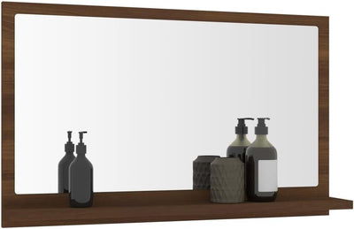MNISDFL Waschtischunterschrank Waschbecken Badezimmer-Schrank Badspiegel Braun Eichen-Optik 60x10.5x