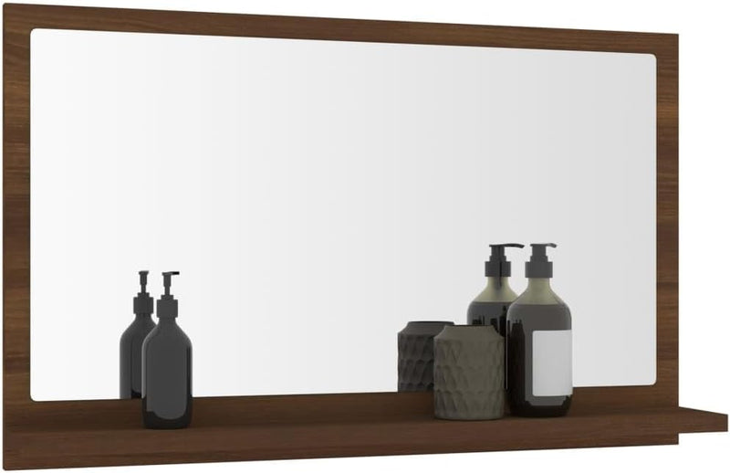 MNISDFL Waschtischunterschrank Waschbecken Badezimmer-Schrank Badspiegel Braun Eichen-Optik 60x10.5x