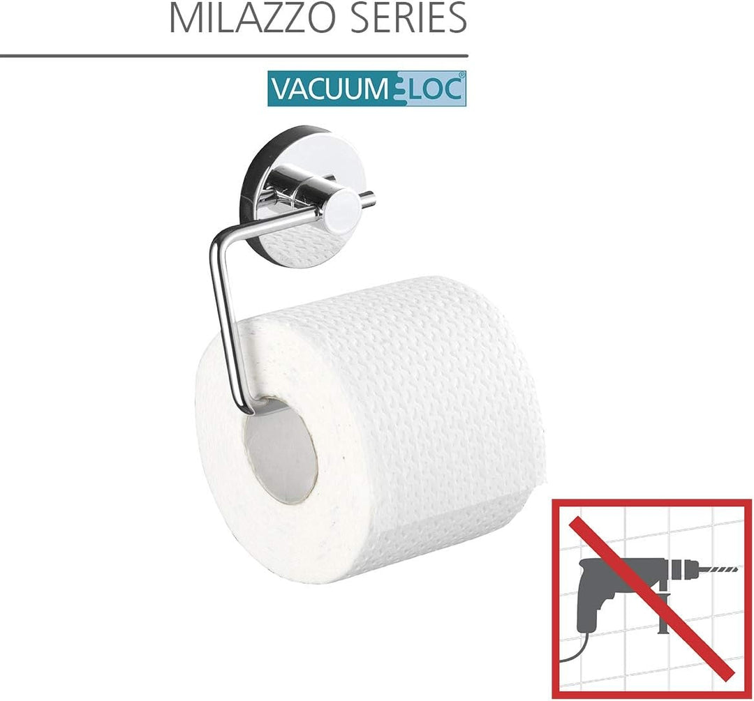 WENKO Vacuum-Loc® Wand Toilettenpapierhalter Milazzo, 13 x 10,5 x 3 cm & Vacuum-Loc® Wandablage, Dus