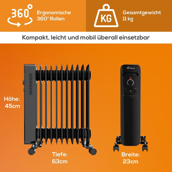 TroniTechnik® Ölradiator OR-211 11 Rippen 2500 W WiFi weiss Or-211 Schwarz 2500.0 Watt, Or-211 Schwa