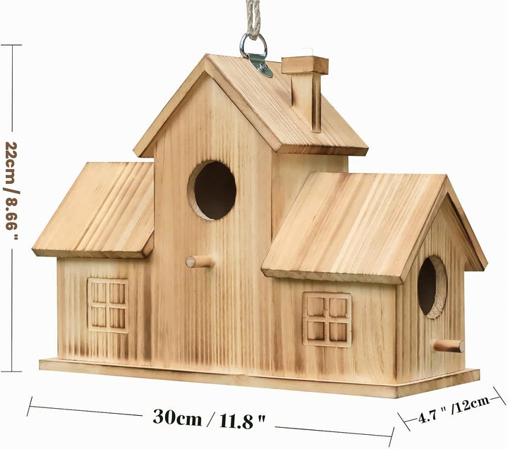 STARSWR Vogelhäuser für draussen, 3 Löcher, Vogelhaus für 3 Vogelfamilien, Bluebird-Finken, Kardinäl
