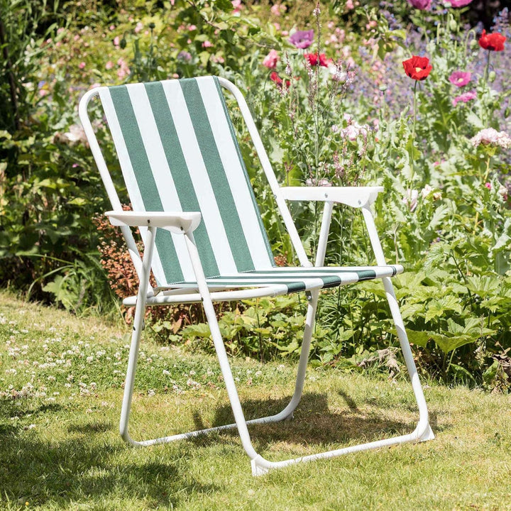 Harbour Housewares Klappe Metall Beachstühle - Grüne Streifen - Pack Von 4, Grün