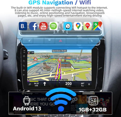 Autoradio 9 Zoll Android 32GB Navi Touchscreen Auto Stereo 2 Din mit Bluetooth GPS Navigation WiFi A