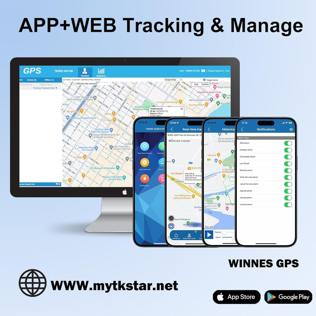 GPS Tracker 4G mit Integrierte SIM, Starker Magnetischer Wasserdichter 5000mah Akku Mit APP/PC-Platt