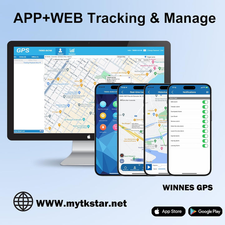 GPS Tracker 4G mit Integrierte SIM, Starker Magnetischer Wasserdichter 5000mah Akku Mit APP/PC-Platt