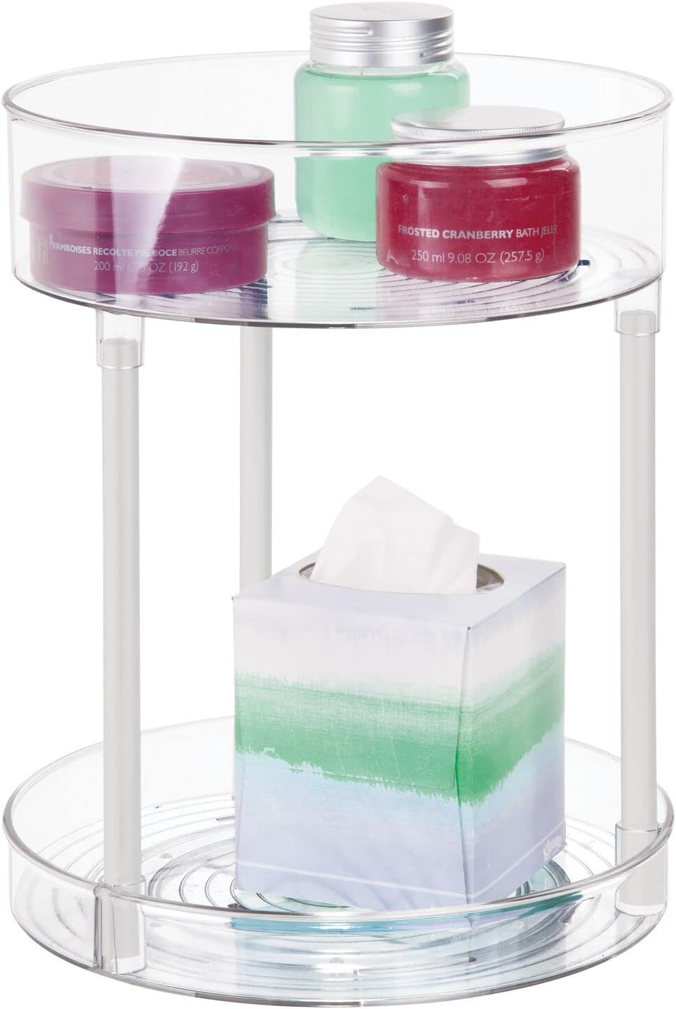 mDesign Kosmetik Organizer – zweistöckige Make-up Ablage mit Drehtellern – Baderegal stehend aus Kun