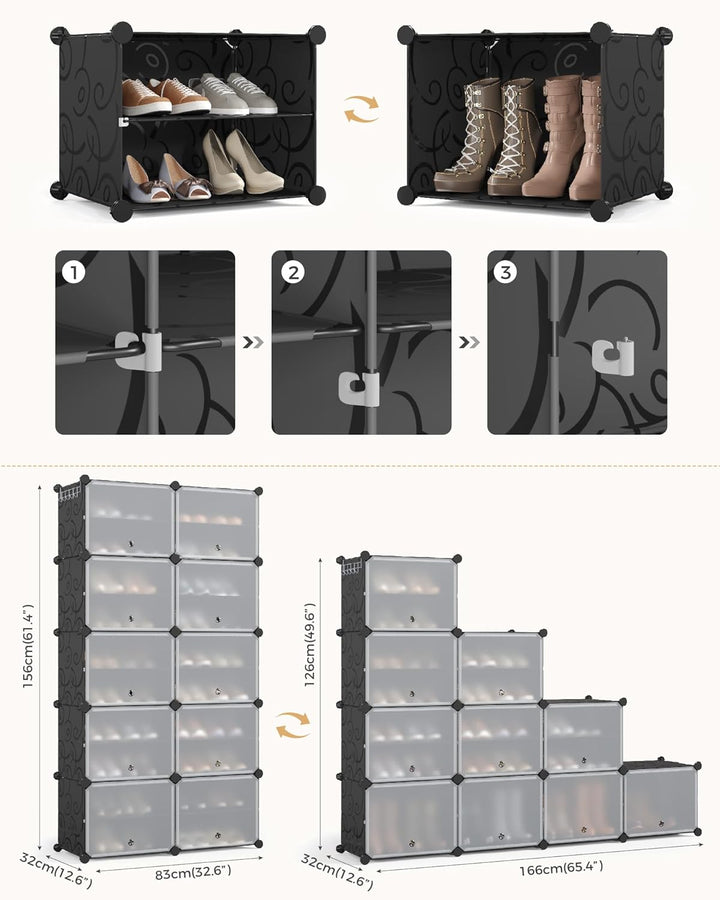 Mondeer Schuhregal, Kunststoff Schuhschrank 10 Ebenen, Schuhregal Organizer hält 40 Paar Schuhe Plat