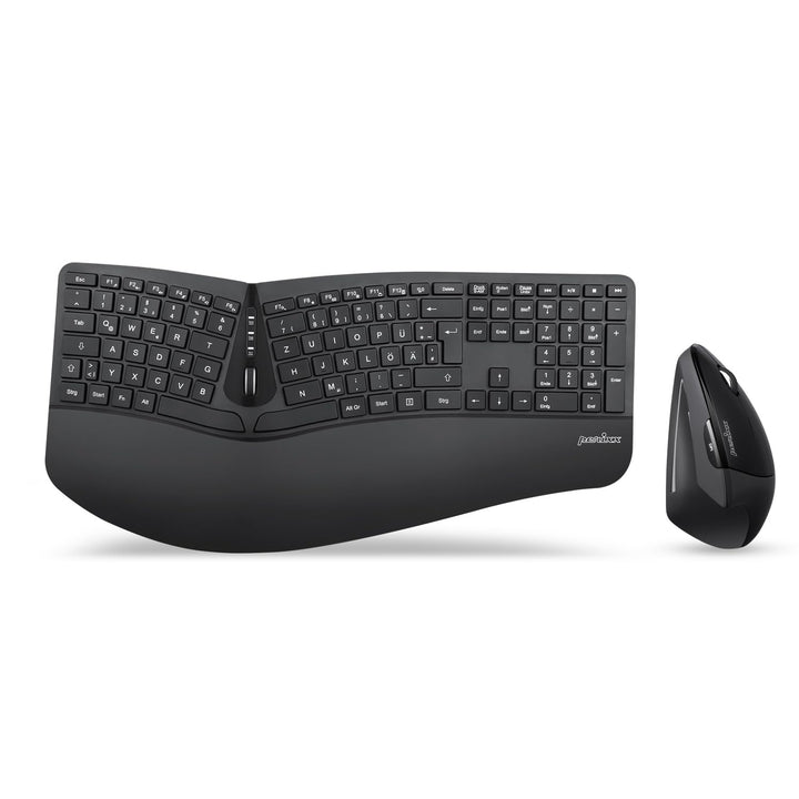 Perixx Periduo-605 Kabelloses Ergonomisches Tastatur- und Vertikalmaus-Set, Geteiltes Tastenfeld, 4-