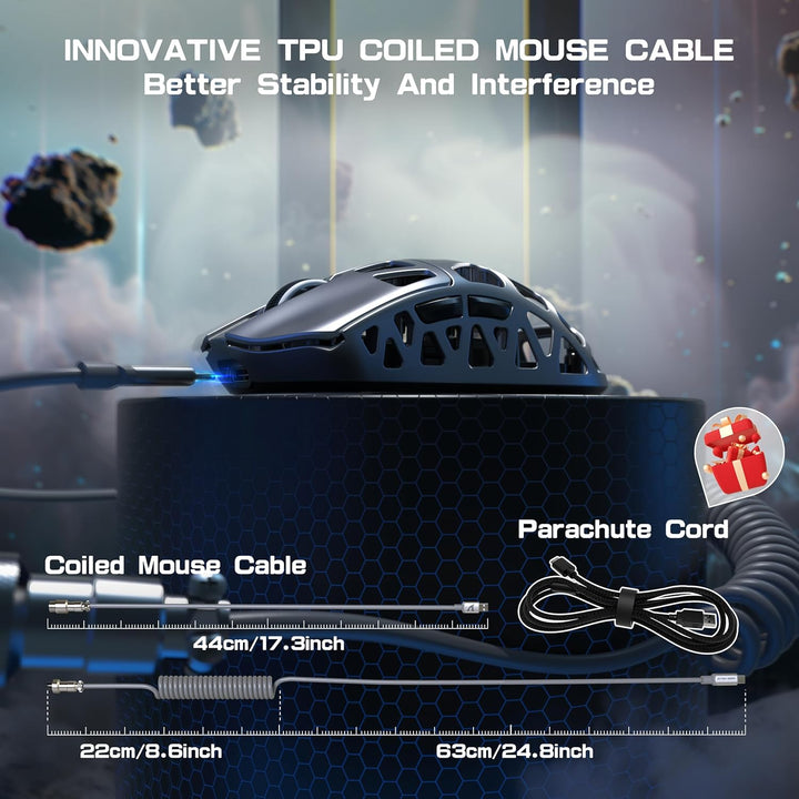 ATTACK SHARK R3PRO 46g Superlight Magnesiumlegierung Maus, 8000Hz Kabellose Abfragerate, 26000 DPI,