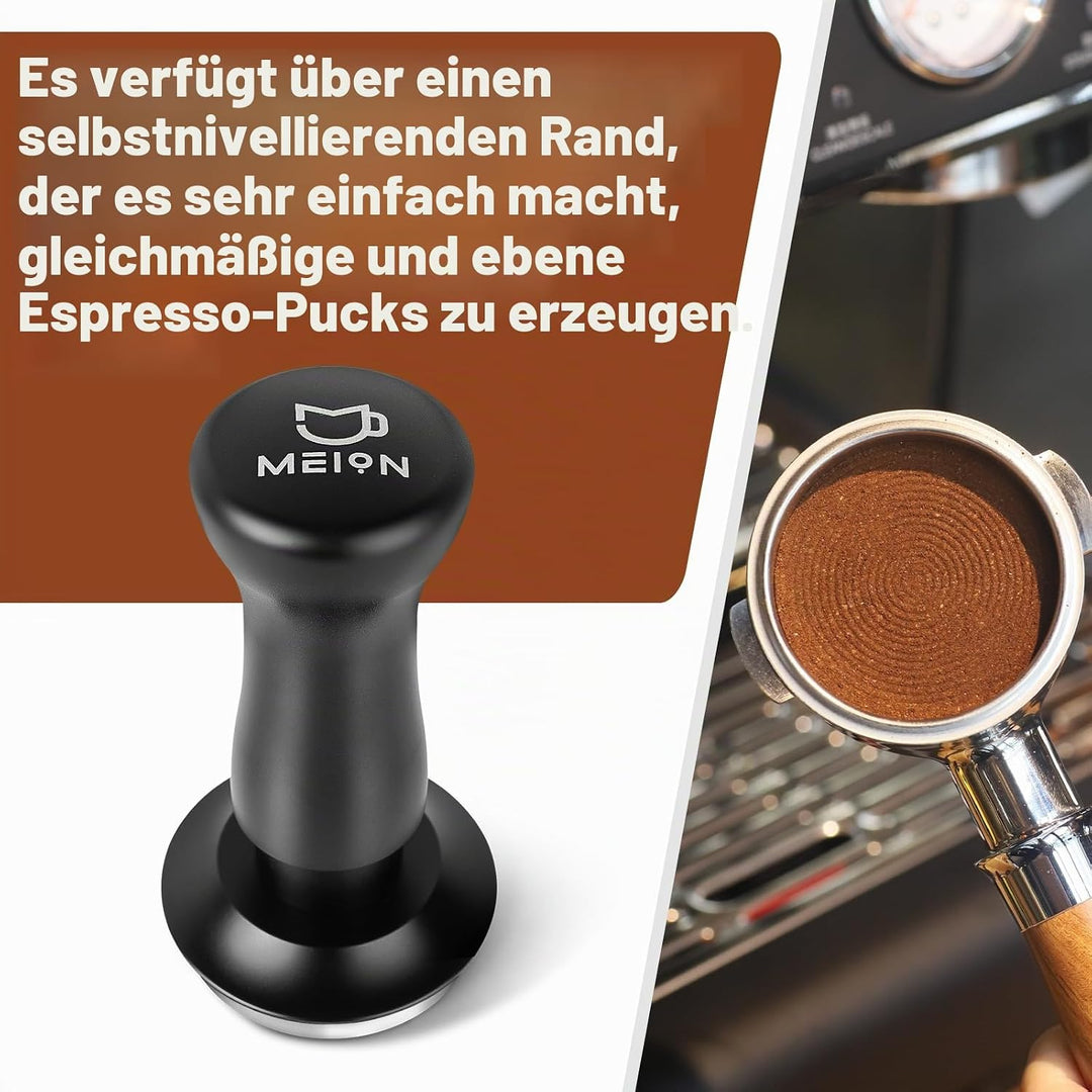 MEION Espresso Tamper 53.3mm, Kaffee Tamper, auf 30 lbs Anpressdruck kalibiriert, Dual Federbelastet