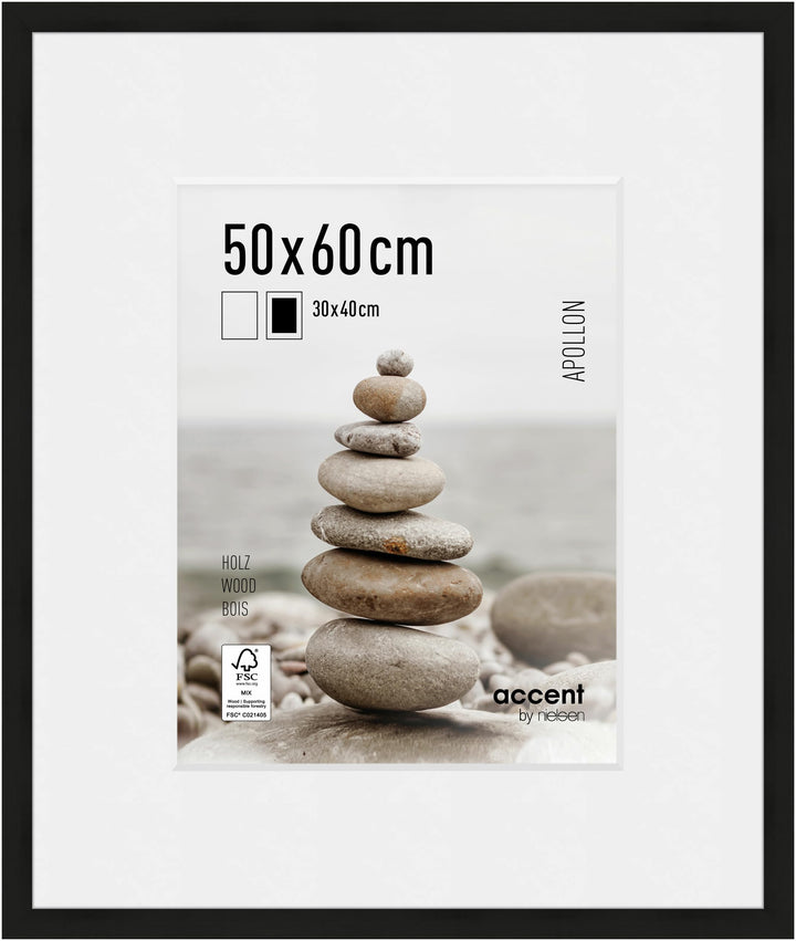 accent by nielsen Holz Bilderrahmen Apollon, 50x60 cm, Schwarz 50 x 60 cm Schwarz, 50 x 60 cm Schwar