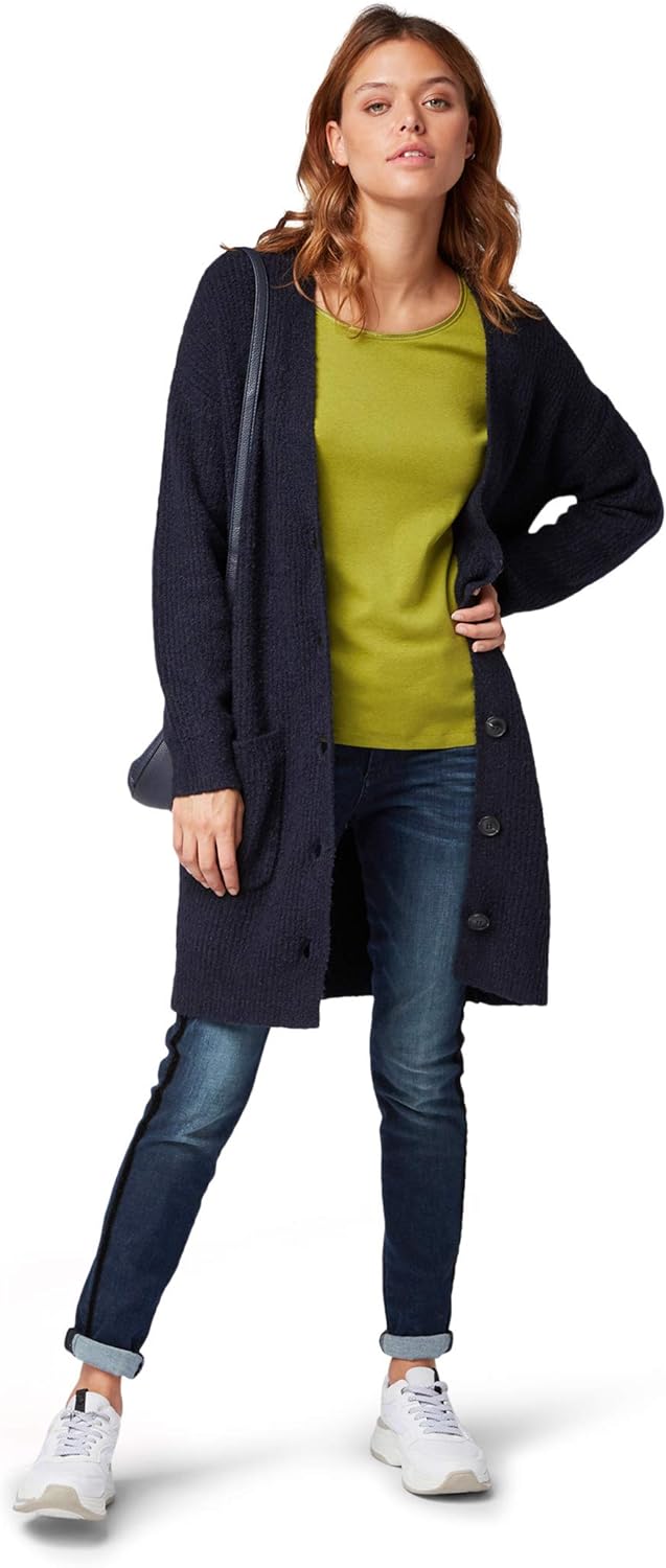 TOM TAILOR Damen Pullover & Strickjacken Strickjacke in Rippoptik Sky Captain Blue,M,10668,6000